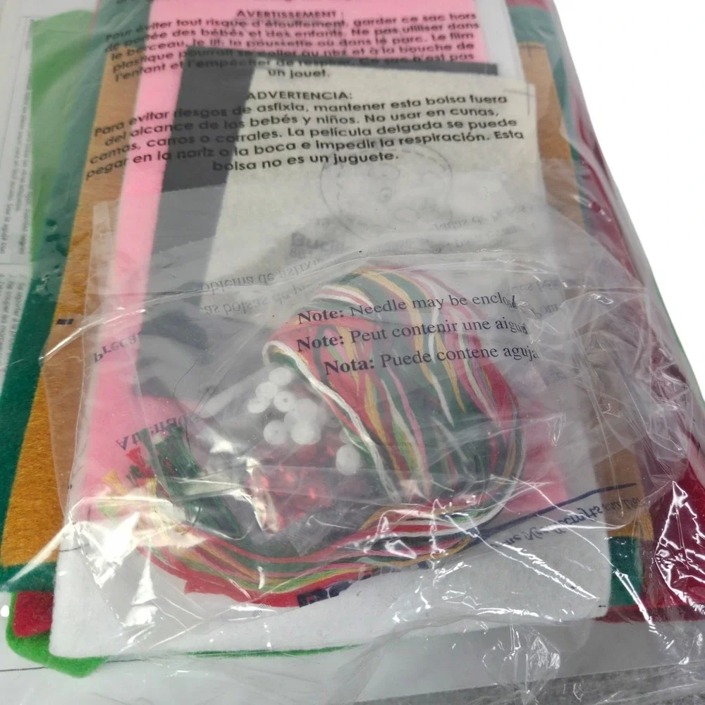 Bucilla Santa Poinsettia Tree Felt Stocking Kit 18 Inch Xmas Beads Sequins New